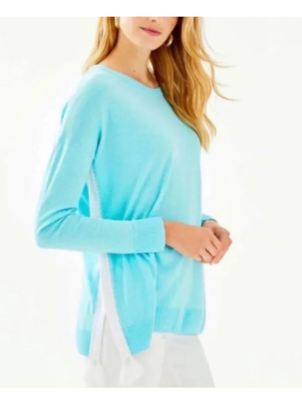 Lilly Pulitzer Damara Sweater Heathered Bayside Blue Size Large